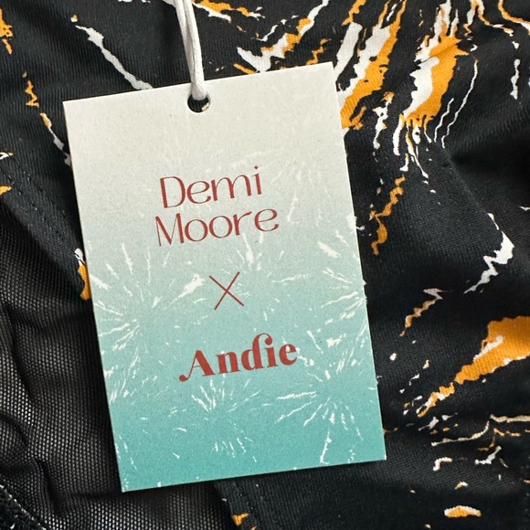 Andie Swim The Tropez Bottom in Black Orange Firework Size XL Sustainable Swim - Picture 2 of 8